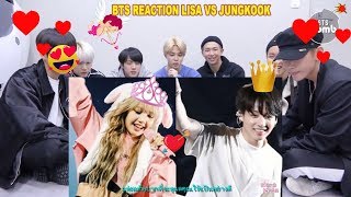 BTS reaction Lisa and Jungkook looked at each other Moment of love for BLACKPINK and Bangtanboys [upl. by Katalin]