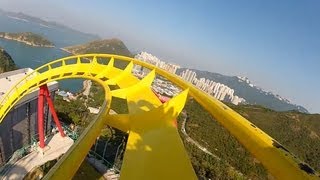 Hair Raiser Roller Coaster POV Ocean Park Hong Kong BampM Floorless OnRide [upl. by Mcilroy]