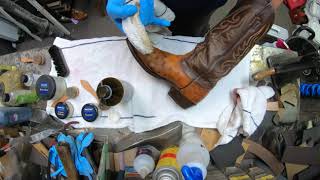 Ostrich Skin Exotic Leather treatment and care Tony Lama and Lucchese Boots [upl. by Kaela]