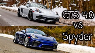 Porsche 718 Spyder vs 718 Boxster GTS 40 [upl. by Rutger]