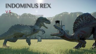 Indominus Rex vs Medium amp Large Carnivores – Jurassic World Evolution 2 [upl. by Derrick679]