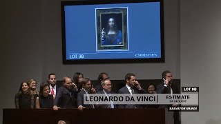 Leonardo da Vincis Salvator Mundi  2017 World Auction Record  Christies [upl. by Farah]