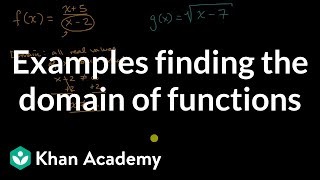 Examples finding the domain of functions [upl. by Dacy]