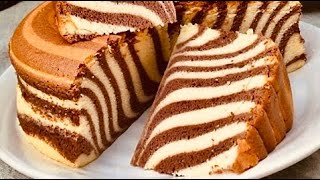 How to Make Easy Zebra Cake at Home  Zebra Sponge Cake Recipe  Marble Cake [upl. by Oznole]