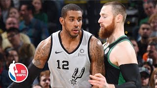 LaMarcus Aldridge scores 48 points in doubledouble effort  Spurs vs Celtics  NBA Highlights [upl. by Ilohcin]