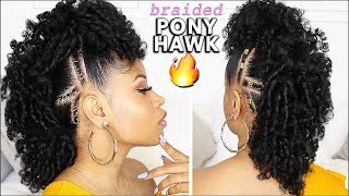 EASY amp DEFINED CURLY BRAIDED MOHAWK ⇢ natural hair tutorial [upl. by Inad]