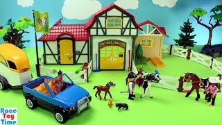 Playmobil Horse Stable Farm Build and Play Toys For Kids [upl. by Etteuqram]