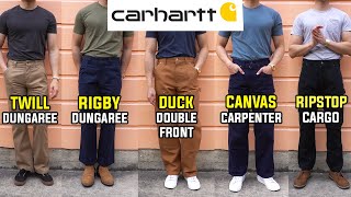 COMPLETE Guide To Carhartt Work Pants Double Front Ripstop Cargo Carpenter TwillRigby Dungaree [upl. by Ttoille]