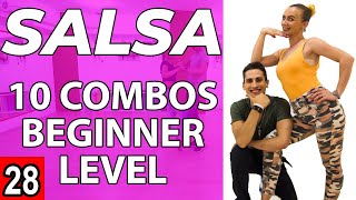 Salsa Tutorial 28 10 beginner salsa patternscombos  by MariusampElena 2020 [upl. by Hoopen]