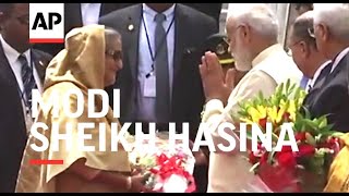 Modi welcomes Bangladesh Prime Minister Sheikh Hasina [upl. by Nitsua767]