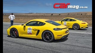 DRAG RACE Porsche Cayman GTS vs Porsche 911 T Carrera [upl. by Ahto]