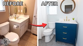 Easy Small Bathroom Remodel  DIY Makeover [upl. by Meghann]