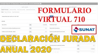 Declaración Jurada Anual 2020  Formulario Virtual 710 Sunat [upl. by Burkhardt]