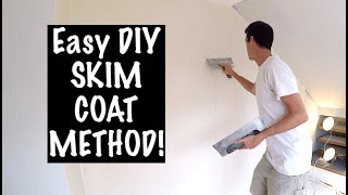 The EASIEST WAY to SKIM COAT a wall [upl. by Eenej]