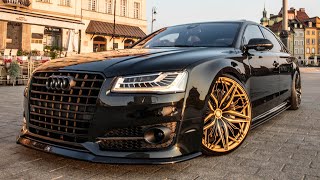 INSANE 1000NM AUDI S8 D4 PLUS  WHEELSPIN ON ALL FOUR Murdered out Special wheels amp Bodykit [upl. by Peednam]