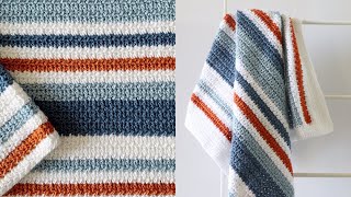 Crochet Country Blue Stripes Baby Blanket [upl. by Ocirred895]