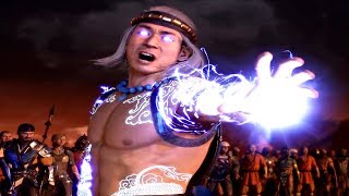 MORTAL KOMBAT 11  Fire God Liu Kang Transformation Scene Raiden  Liu Kang Fusion MK11 2019 [upl. by Iveksarap383]