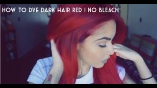 HOW TO dye dark hair bright red  NO BLEACH [upl. by Alleram]