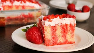 Easy Strawberry Jello Poke Cake  So Delicious [upl. by Goodspeed]