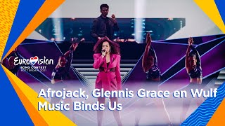 Intervalact Afrojack Wulf en Glennis Grace  Music Binds Us  Grand Final  Eurovision 2021 [upl. by Enalahs771]