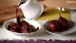 Red wine poached pears recipe video [upl. by Llednek]