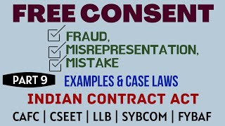 Fraud  Misrepresentation  Mistake  Free Consent  Indian Contract Act  Caselaws  Example [upl. by Lara]