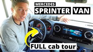 Mercedes Sprinter Van Cab Tour  ALL the Features for Fulltime Van Life [upl. by Anihsak]