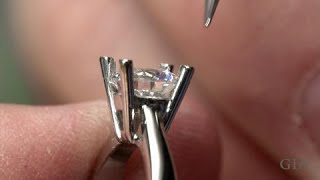 How to Set a Round Center Stone in a Ring with Platinum Prongs  GIA [upl. by Choo]