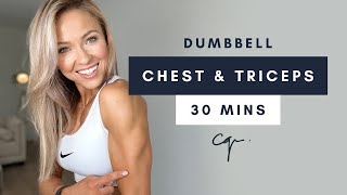 30 Min DUMBBELL CHEST amp TRICEPS WORKOUT at Home [upl. by Petie]