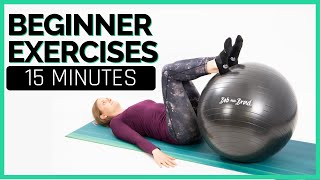 15 Minute Beginner Exercise Ball Workout Workout with Jordan [upl. by Lamaaj]