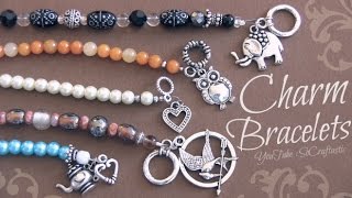 DIY Beaded Charm Bracelet with wire crimp beads amp clasps ♥  SoCraftastic [upl. by Mitch]