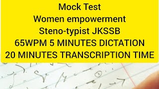 Women empowerment  Stenotypist  5 Minutes dictation 65 WPM  20 minutes Transcribe time [upl. by Atiuqal]