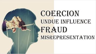 Coercion Undue Influence Fraud Misrepresentation  Indian Contract Act 1872  Law Guru [upl. by Etnelav]