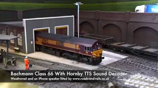 Bachmann Class 66 With A Hornby TTS Decoder And iPhone Speaker [upl. by Aciretahs784]