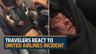 Travelers react to passenger being dragged off United Airlines flight [upl. by Rocker985]