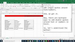 Add singledouble quotes around textnumbers in Excel [upl. by Norrad]