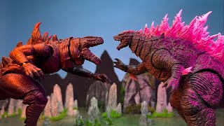 EVOLVED GODZILLA vs ZILLA an epic battle stop motion [upl. by Anilecram]