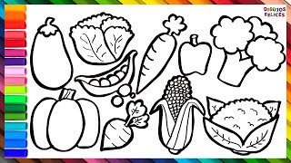 Cómo Dibujar y Colorear 10 Vegetales 🍆🍅🥔🥕 Dibujos Para Niños [upl. by Marys]