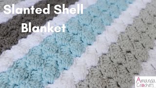 Slanted Shell Blanket  Easy Crochet Blanket Tutorial [upl. by Alsi]