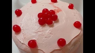 Maraschino Cherry Cake with Maraschino Cherry Buttercream [upl. by Nagiem]