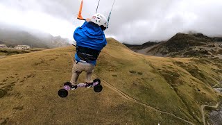 Extreme Kite LandBoarding flights in the Alps [upl. by Goldsmith]