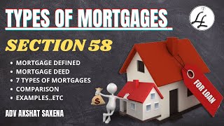 TYPES OF MORTGAGES  SECTION 58 TRANSFER OF PROPERTY ACT  MORTGAGE amp ITS DEFINITIONS SECTION 70 [upl. by Jariah]