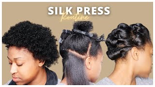 How To Straighten Short Natural Hair  4C Silk Press  Fixing Bad Trim  Styling Short Natural Hair [upl. by Shulman735]