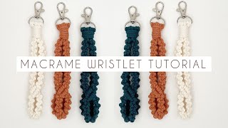 DIY MACRAME WRISTLET KEYCHAIN  MACRAME TUTORIAL  HOW TO MAKE A MACRAME KEYCHAIN [upl. by Joost]