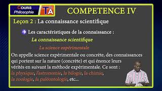 COURS DE PHILOSOPHIE TLE A COMPÉTENCE IV Leçon 2 La connaissance scientifique [upl. by Hoon964]