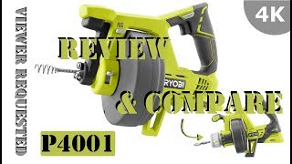 Ryobi 18Volt ONE Drain Auger P4001  REVIEW amp COMPARE [upl. by Schilling862]