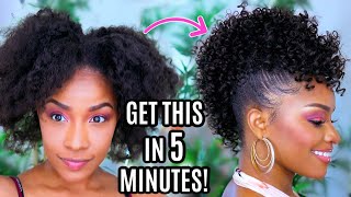 EASY Curly FroHawk Tutorial in 5 min NaturalHair Hacks VERY DETAILED [upl. by Hgielek350]