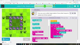 Codeorg 2021  Course 3  Lesson 13  Bee Nested Loops [upl. by Haleelahk]