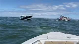 Boat sinking Barnegat inlet boat ran over north jetty at hightide [upl. by Hopper]