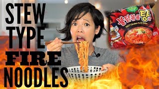 STEW Type FIRE Noodle Challenge  Samyang Spicy Chicken Ramen [upl. by Aisak311]